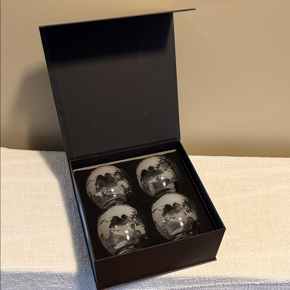 Set of 4 Globe-Themed Glasses